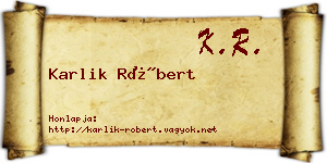 Karlik Róbert névjegykártya